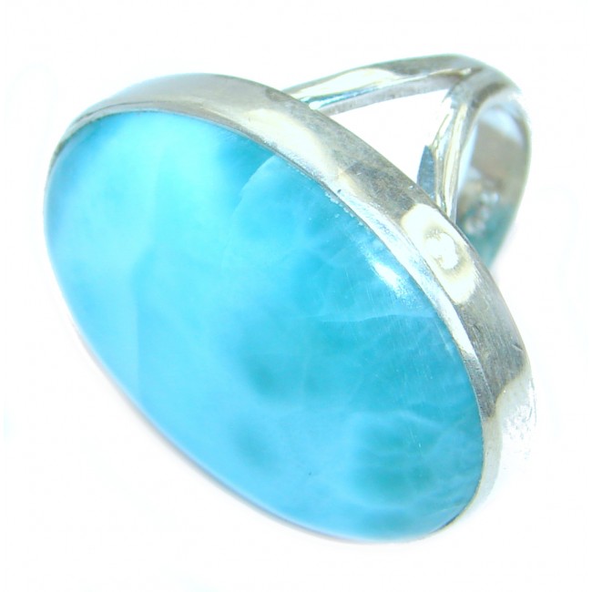 Genuine Larimar .925 Sterling Silver handcrafted Ring s. 6 1/2