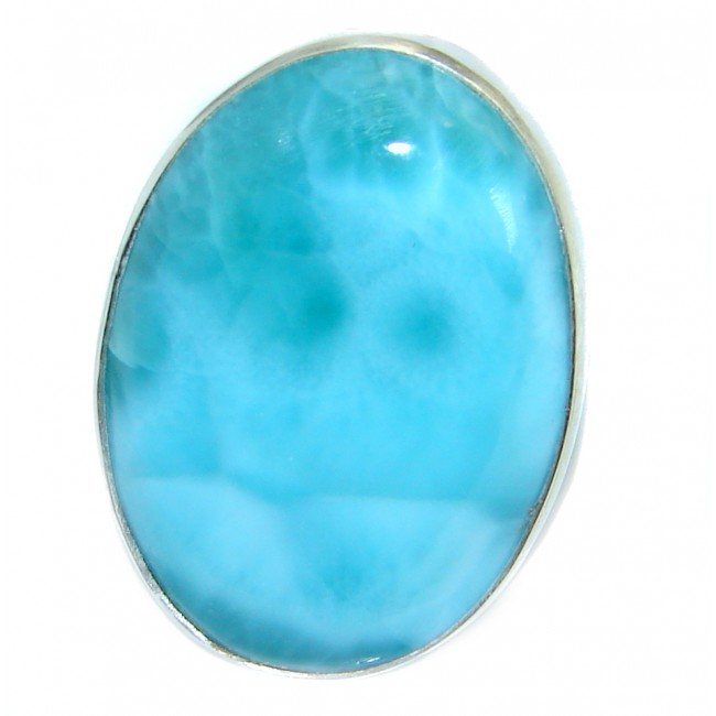 Genuine Larimar .925 Sterling Silver handcrafted Ring s. 6 1/2