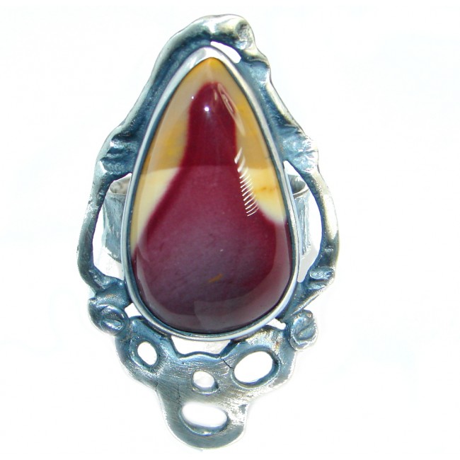 Australian Mookaite oxidized .925 Sterling Silver handcrafted Ring size 7 adjustable