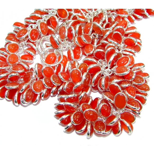 Orange Fall Beauty Genuine Carnelian Agate .925 Sterling Silver handmade necklace