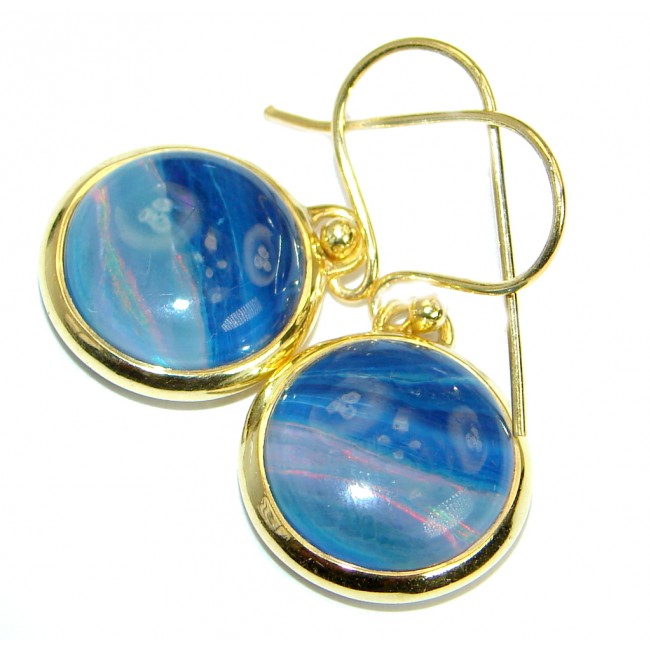 Doublet Opal Gold plated over .925 Sterling Silver handmade earrings