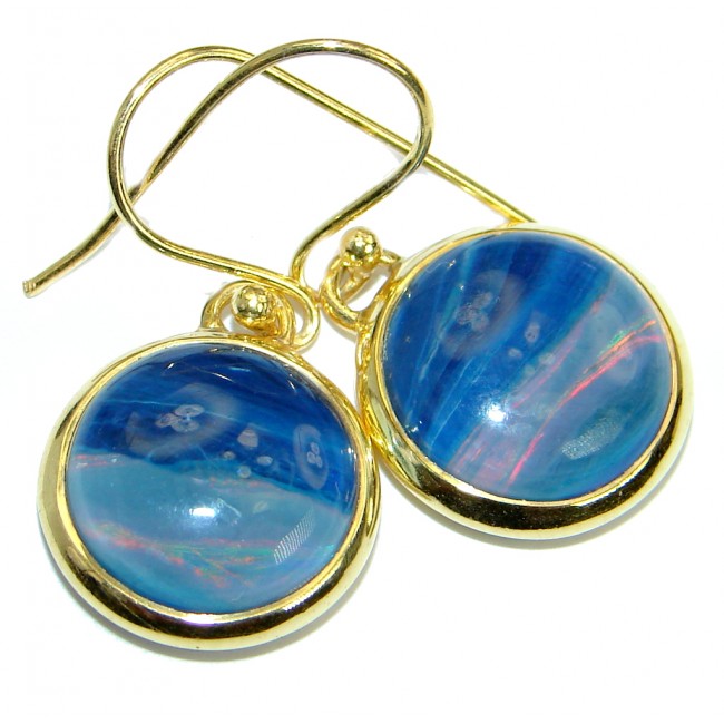 Doublet Opal Gold plated over .925 Sterling Silver handmade earrings