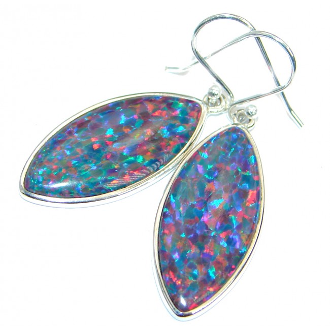 Luxury Lab. Japanese Fire Opal .925 Sterling Silver handmade earrings