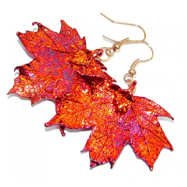 Fashion Deep In Copper Leaves .925 Sterling Silver earrings