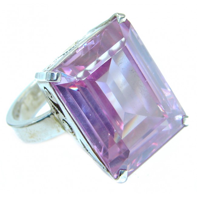 Pink Cubic Zirconia .925 Sterling Silver handmade Ring s. 8 1/4