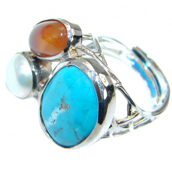 Beautiful Turquoise Sterling Silver handmade Ring s. 8