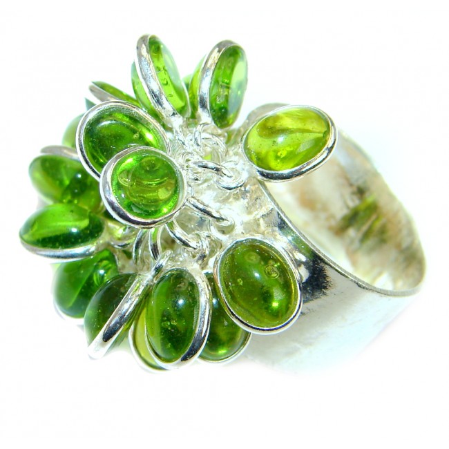 Simple Vintage Setting Green Quartz Sterling Silver Ring s. 7
