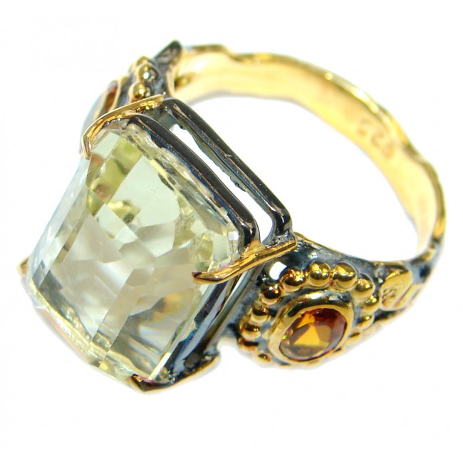 Energazing Yellow Citrine .925 Sterling Silver Cocktail Ring size 8