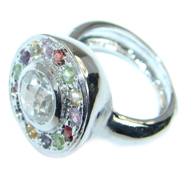 White Cubic Zirconia .925 Sterling Silver handmade Ring s. 8