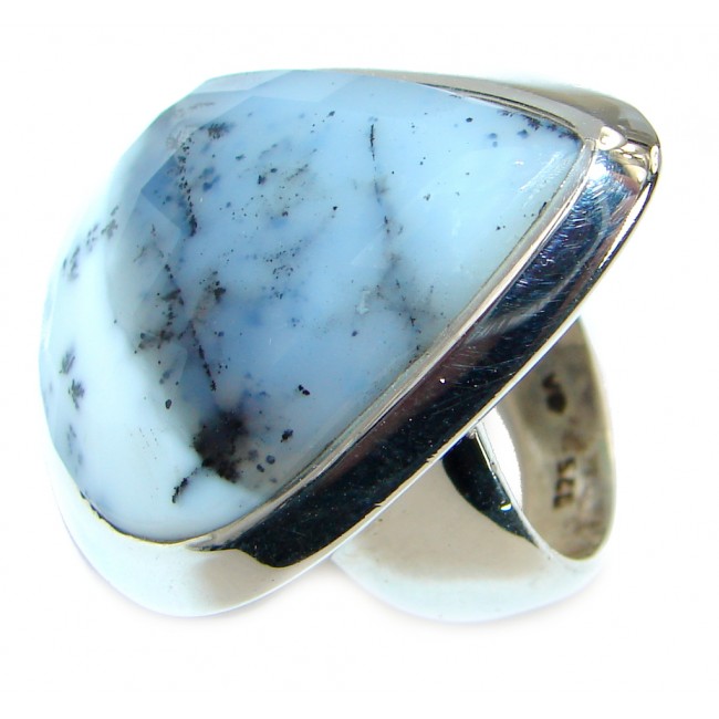 Great Dendritic Agate .925 Sterling Silver hancrafted Ring s. 8