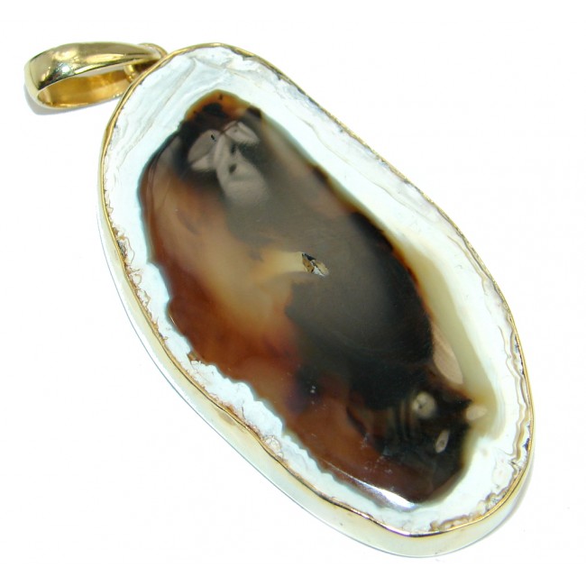 Botswana Agate Gold plated over .925 Sterling Silver handcrafted Pendant
