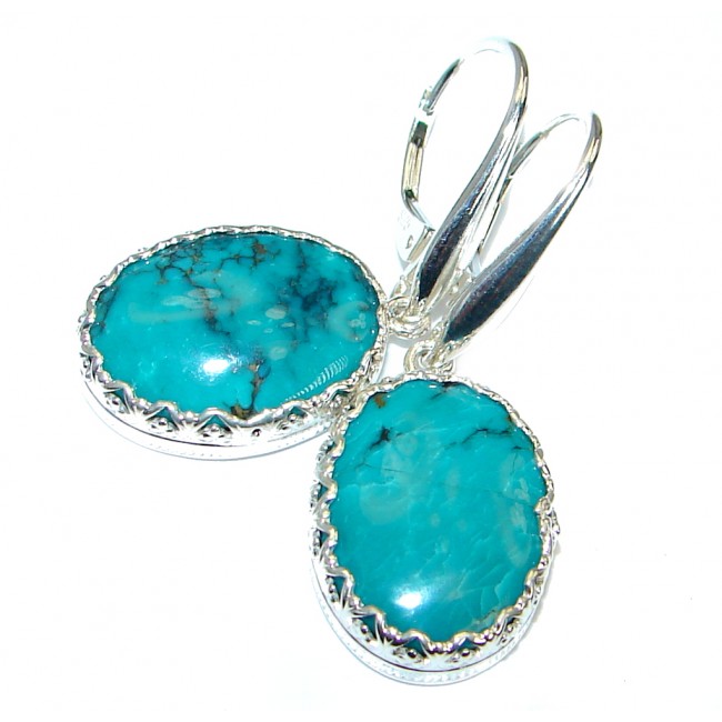 Perfect Authentic Turquoise .925 Sterling Silver handmade earrings