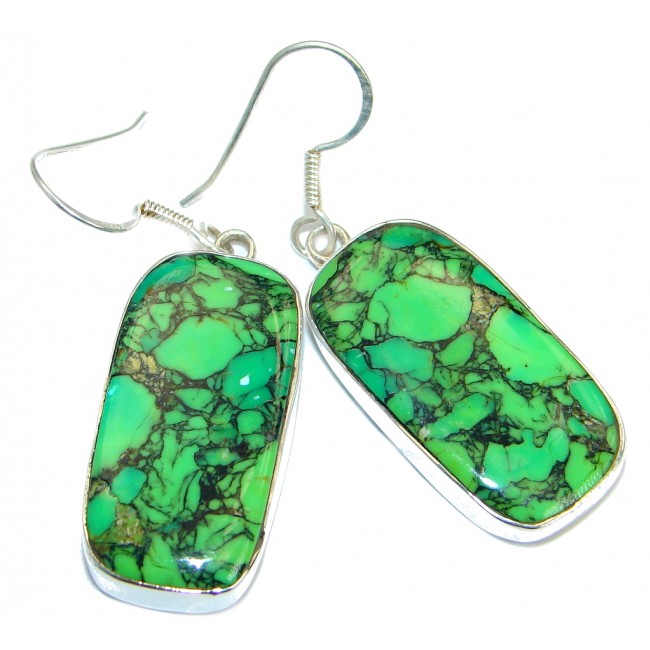 Perfect Green Turquoise .925 Sterling Silver handmade earrings