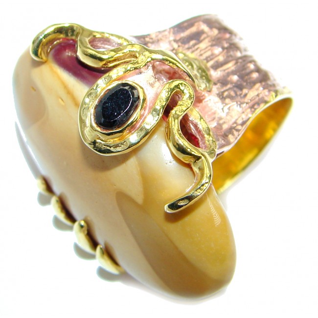 Flawless Australian Bracciated Mookaite Gold over .925 Sterling Silver Ring size 5 3/4