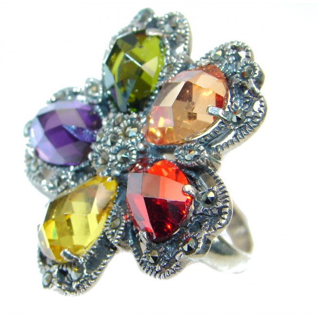 Palette od colors genuine Multicolor Sterling Silver Cocktail Ring size 9