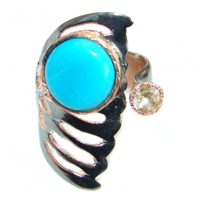Sleeping Beauty Turquoise Gold over .925 Sterling Silver Ring size 6 3/4