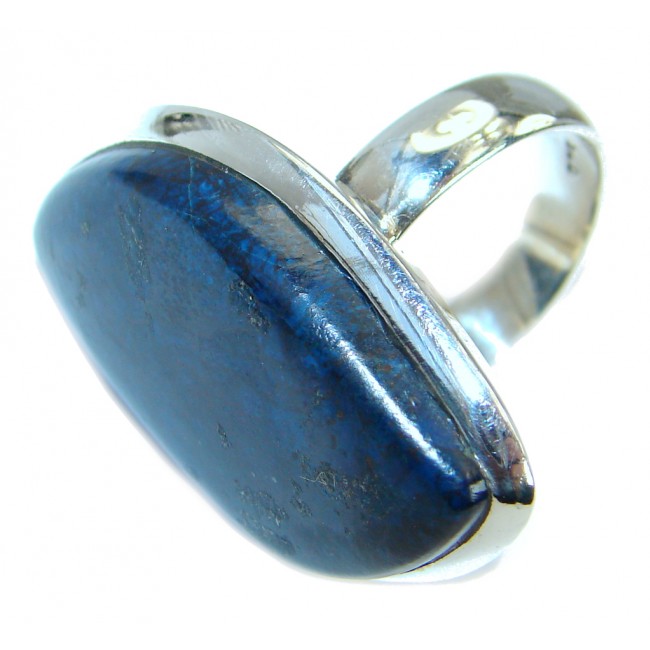 Natural Blue Sodalite Gold Rhodium Plated Sterling Silver Ring s. 7 1/2