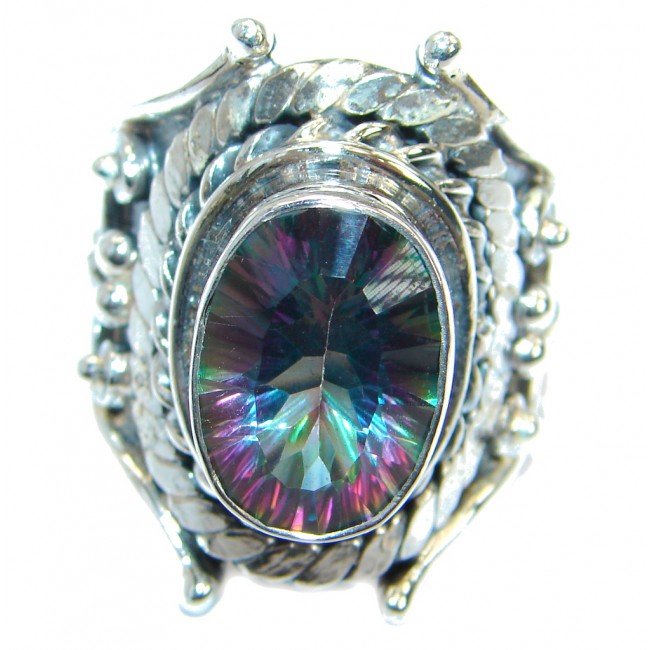 Bold Exotic Magic Topaz Sterling Silver handmade Cocktail Ring s. 7
