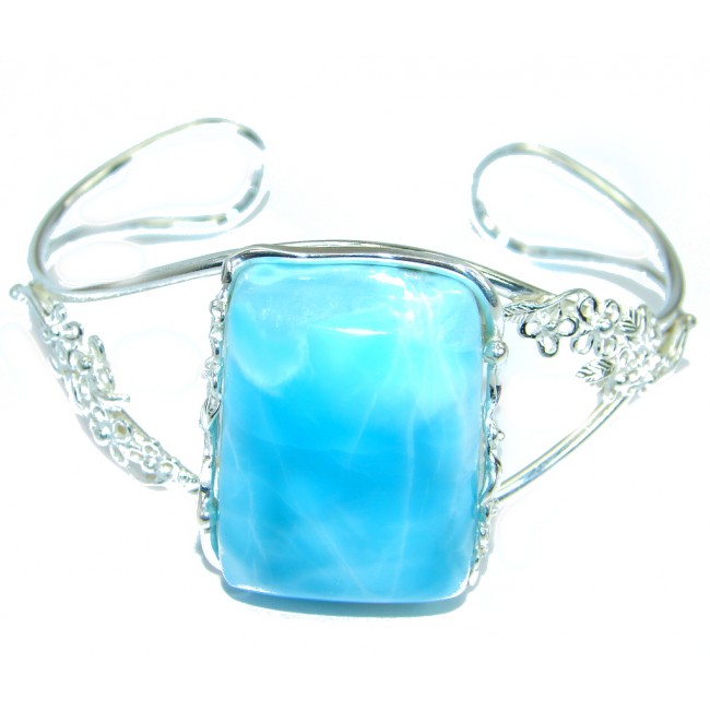 Superb quality Blue Larimar Oxidized Sterling Silver handmade Bracelet / Cuff