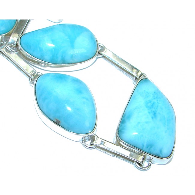 Abstract Design Authentic Larimar .925 Sterling Silver handmade Bracelet