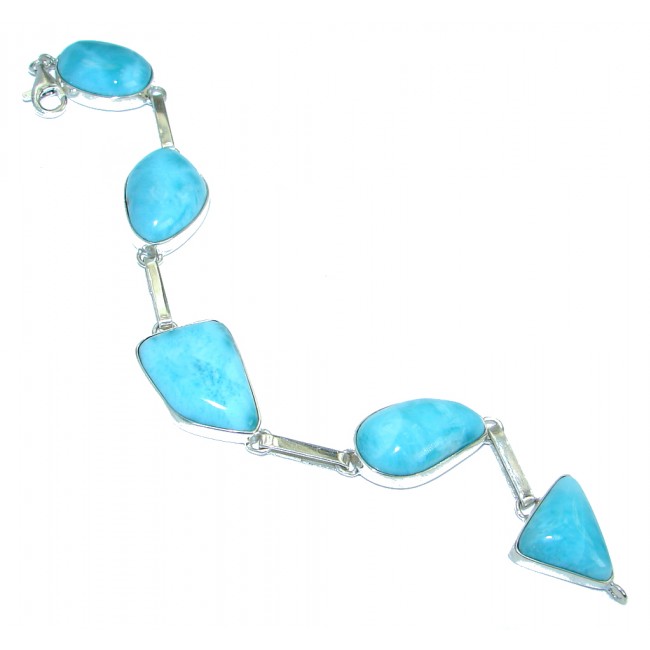 Abstract Design Authentic Larimar .925 Sterling Silver handmade Bracelet