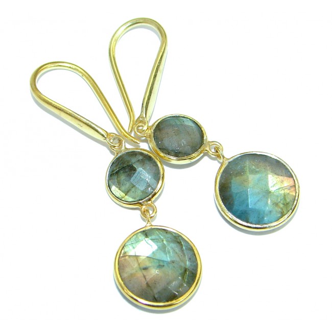 Perfect genuine Labradorite Gold over .925 Sterling Silver handmade earrings