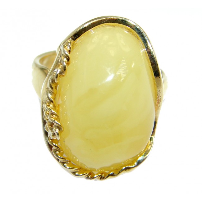 Genuine Butterscoth Baltic Polish Amber 18 ct Gold over Sterling Silver handmade Ring size 6 adjustable
