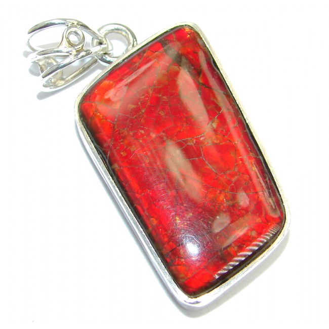 One of the kind Authentic Beauty Canadian Ammolite .925 Sterling Silver handmade Pendant