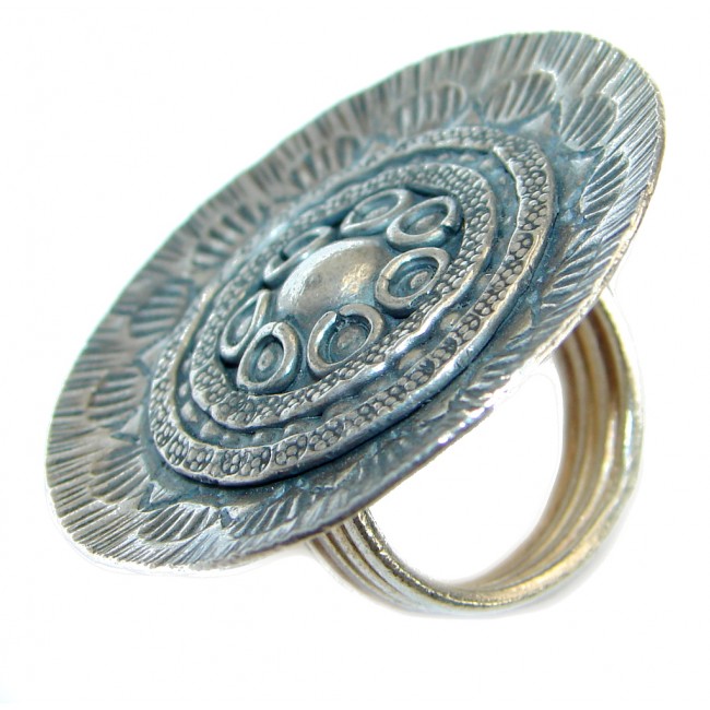 Huge Bold Bali Art .925 Sterling Silver handmade Ring s. 6