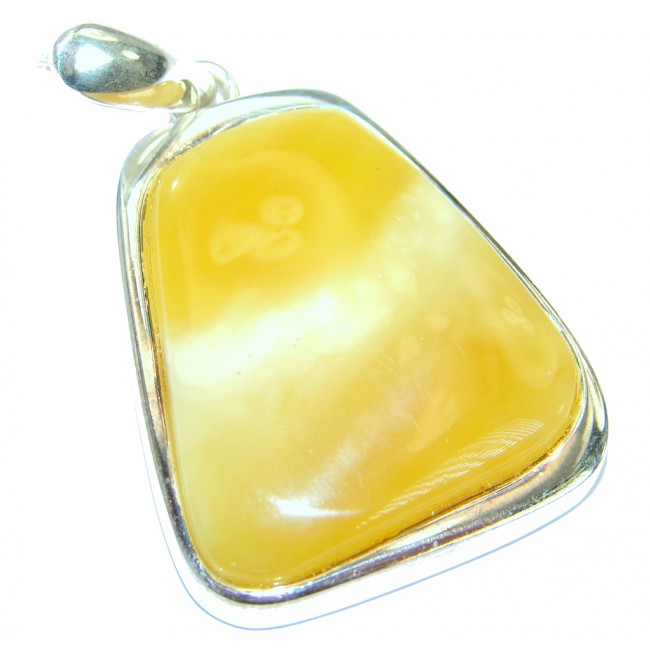 Modern Design natural Butterscotch Baltic Amber .925 Sterling Silver handmade Pendant
