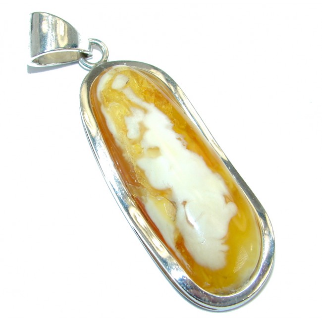 Natural Butterscotch Baltic Amber Gold over .925 Sterling Silver handmade Pendant
