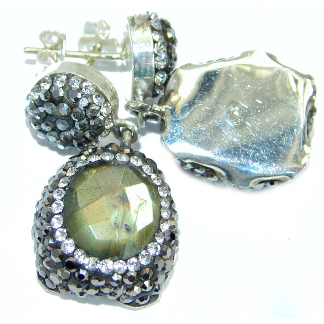 Classic Design Fire Labradorite & Spinel .925 Sterling Silver earrings