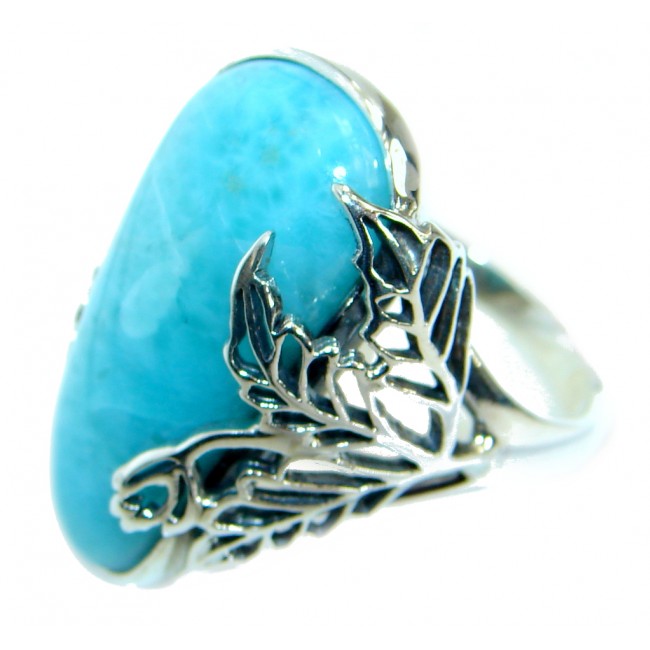 Perfection Huge Genuine Larimar .925 Sterling Silver handcrafted Ring s. 7 1/4