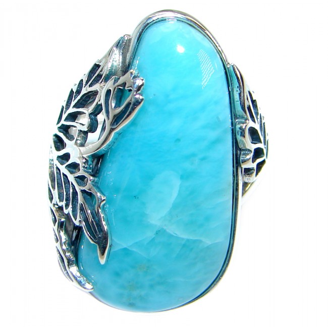 Perfection Huge Genuine Larimar .925 Sterling Silver handcrafted Ring s. 7 1/4