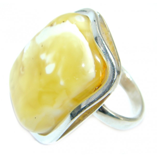 Genuine Butterscotch Baltic Polish Amber .925 Sterling Silver handmade Ring size 8 1/2