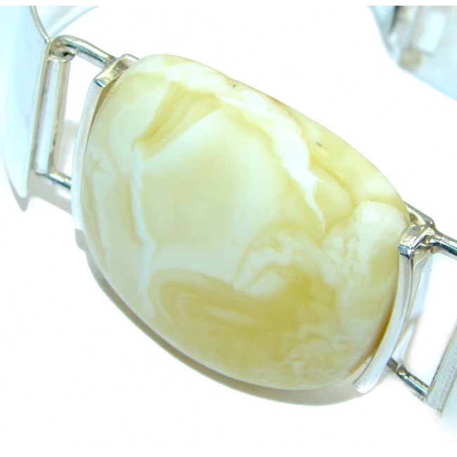 Wonderful genuine Butterscotch Baltic Amber Gold plated Sterling Silver Bracelet / Cuff