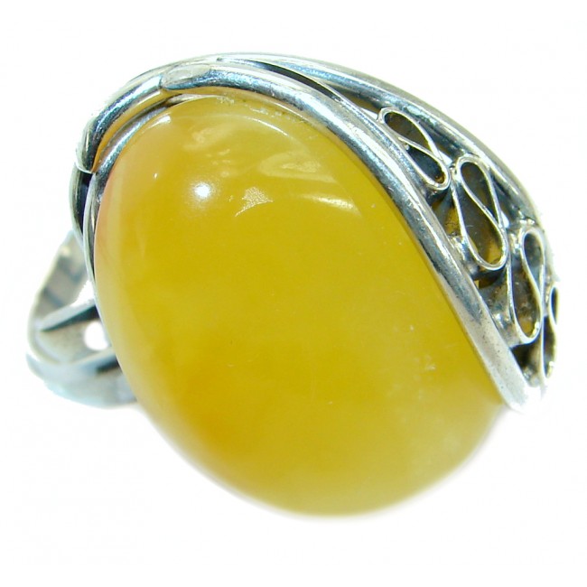 Genuine Butterscotch Baltic Polish Amber .925 Sterling Silver handmade Ring size 7