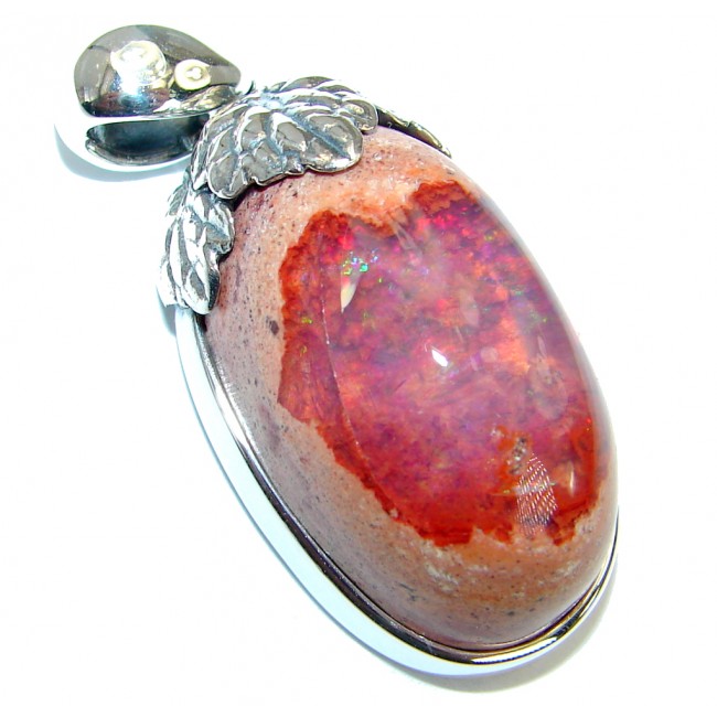 One of the kind Orange Mexican Fire Opal .925 Sterling Silver handmade ...