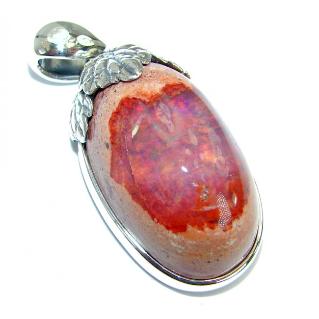 One of the kind Orange Mexican Fire Opal .925 Sterling Silver handmade ...