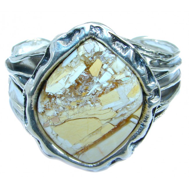 Huge Stunning genuine Australian Mookaite oxidized .925 Sterling Silver Bracelet / Cuff