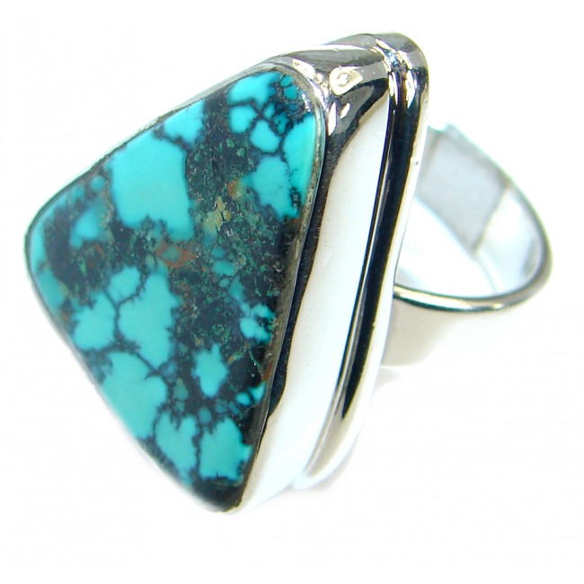 Genuine Blue Turquoise .925 Sterling Silver handmade Ring s. 8