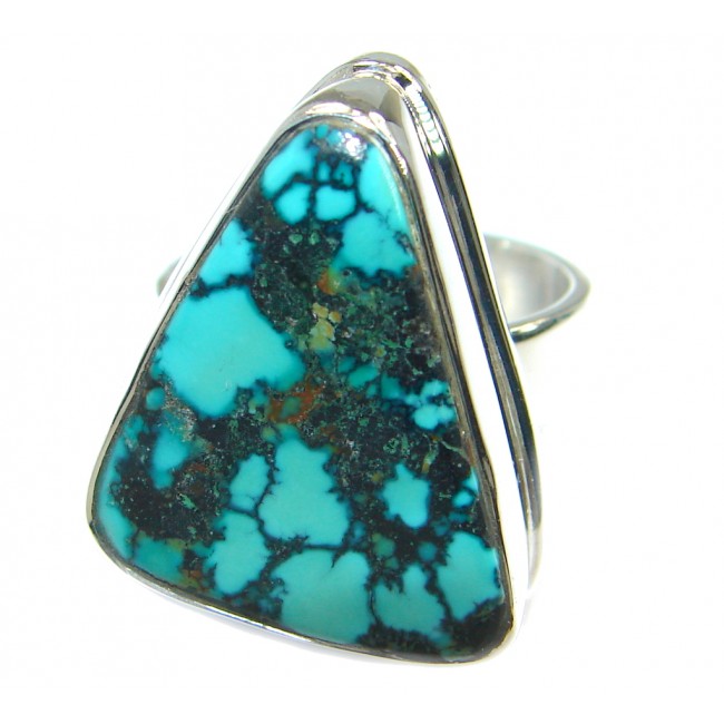 Genuine Blue Turquoise .925 Sterling Silver handmade Ring s. 8