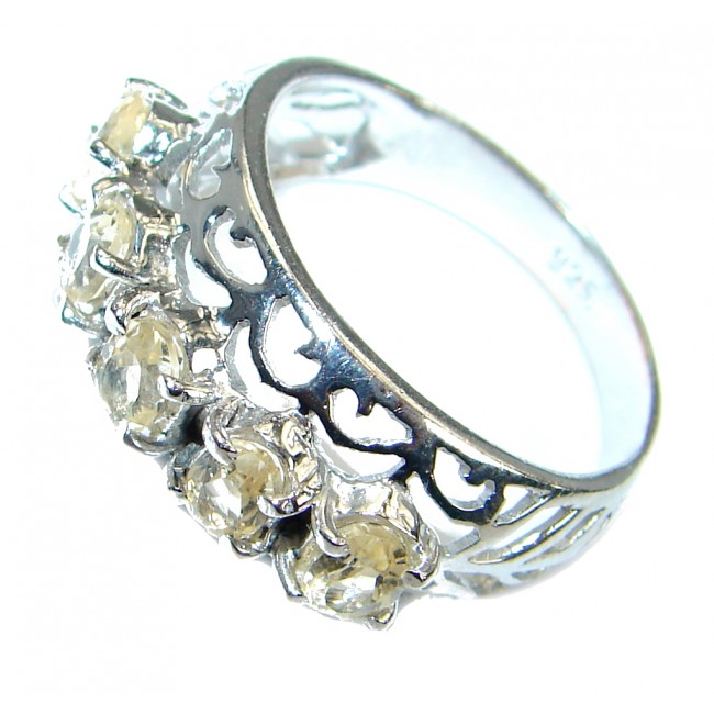 Energazing Yellow Citrine .925 Sterling Silver Cocktail Ring size 9