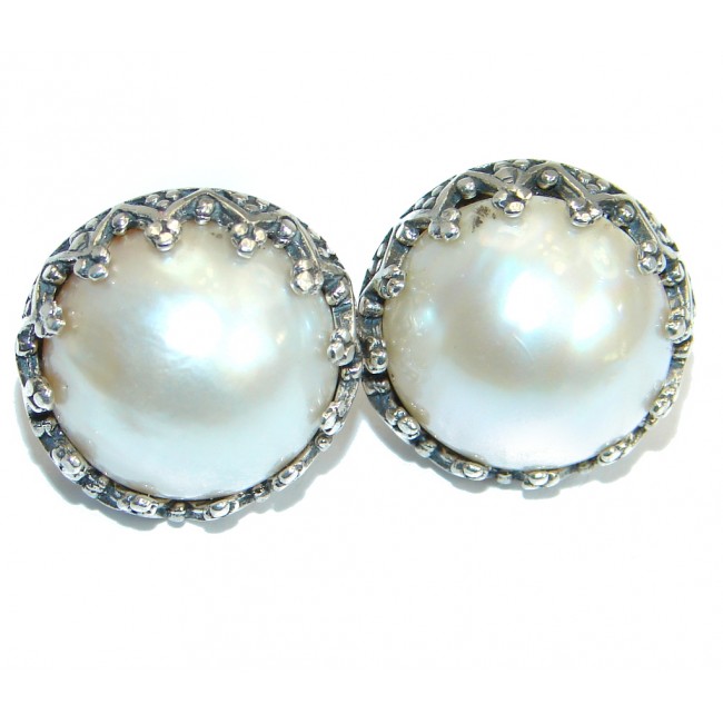 Classic Beauty fresh water Pearl Sterling Silver handmade stud earrings