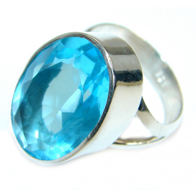 Energazing Swiss Blue Topaz .925 Sterling Silver handmade Ring size 7 adjustable