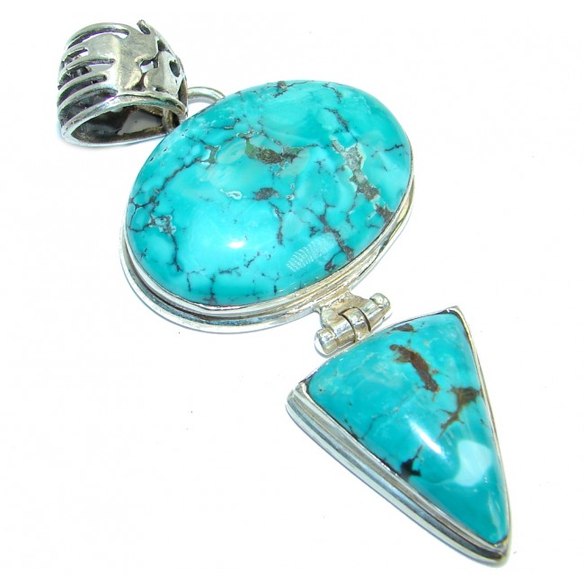 Exquisite Carrico Lake Turquoise .925 Sterling Silver handmade Pendant