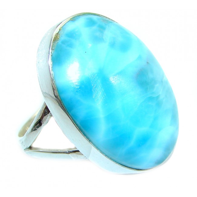 Genuine Larimar .925 Sterling Silver handcrafted Ring s. 7 1/4