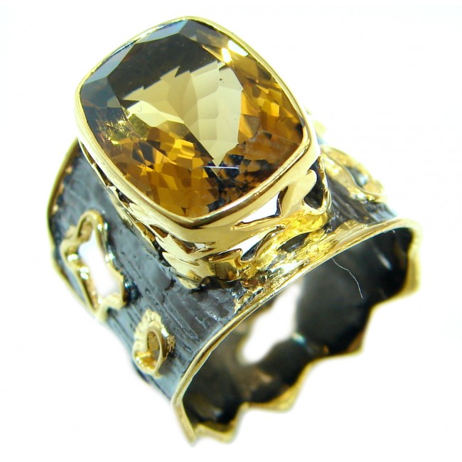 Energazing Yellow Citrine .925 Sterling Silver Cocktail Ring size 8 1/2