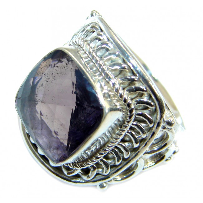 Vintage style Unique Style Amethyst .925 Sterling Silver ring; s. 9