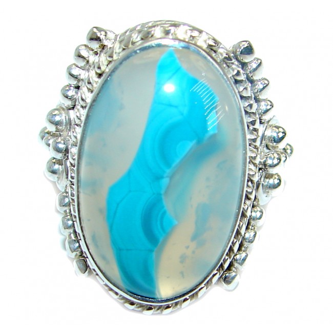 Natural Agate .925 Sterling Silver ring s. 8 1/4